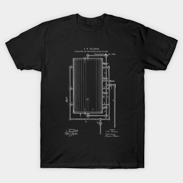 Apparatus for the Manufacture of Beer Vintage Patent Hand Drawing T-Shirt by TheYoungDesigns